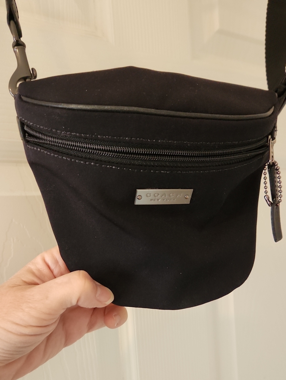Coach Black Fanny Pack Zip Pouch with Embossed Patch